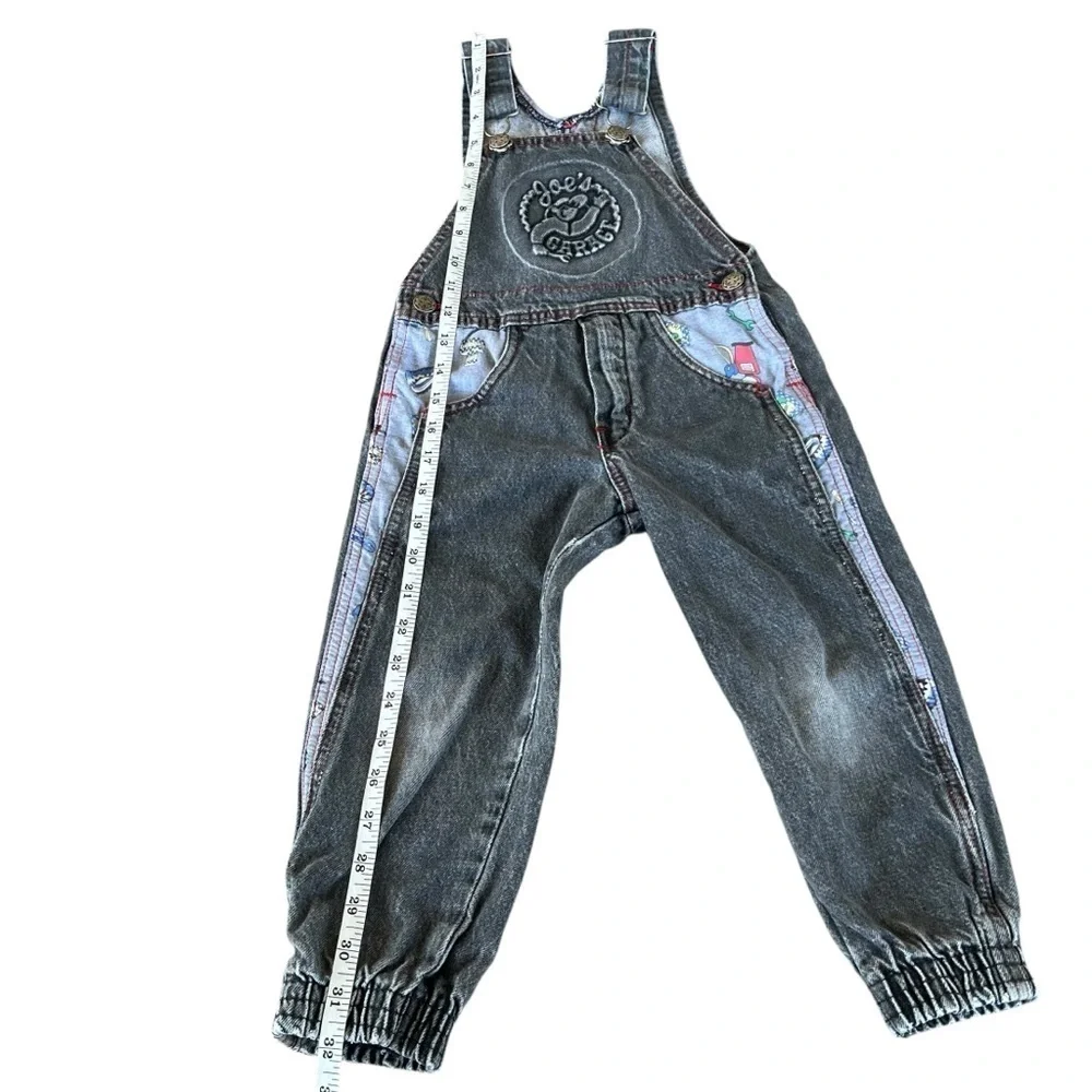 Vintage 90s OshKosh Joe’s Garage Gray Denim Overalls Made in USA Paper Tag Sz 4
